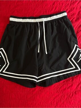 Jordan Men's Black Athletic Shorts with White Trim